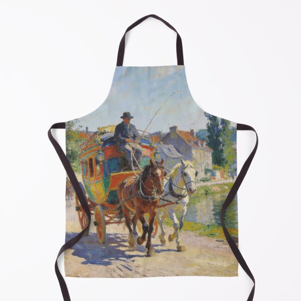 Item preview, Romantic Carriage Ride Through Village Canal, Impressionism Style Art Print designed and sold by BlareBlare.