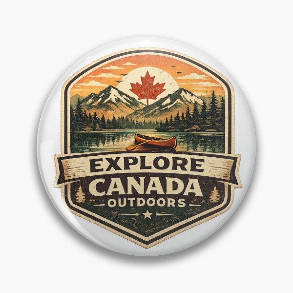 Item preview, Explore Canada Outdoors Vintage Badge – Canoe Lake Mountain Retro Travel Design designed and sold by Globalcitytees.