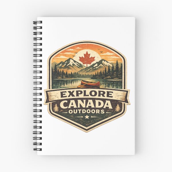 Item preview, Explore Canada Outdoors Vintage Badge – Canoe Lake Mountain Retro Travel Design designed and sold by Globalcitytees.