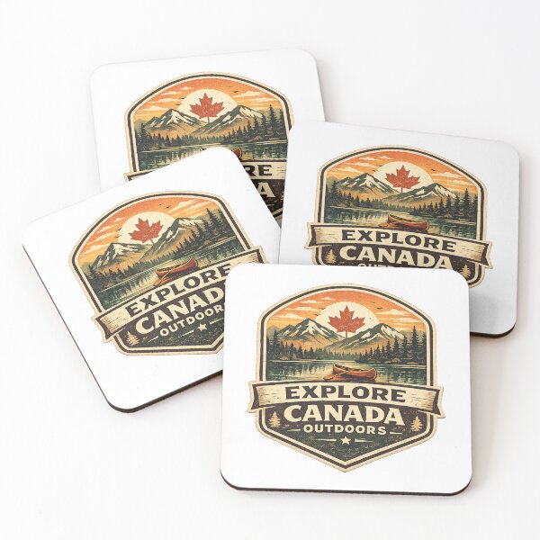 Item preview, Explore Canada Outdoors Vintage Badge – Canoe Lake Mountain Retro Travel Design designed and sold by Globalcitytees.