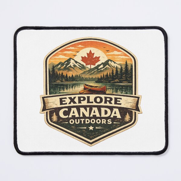 Item preview, Explore Canada Outdoors Vintage Badge – Canoe Lake Mountain Retro Travel Design designed and sold by Globalcitytees.
