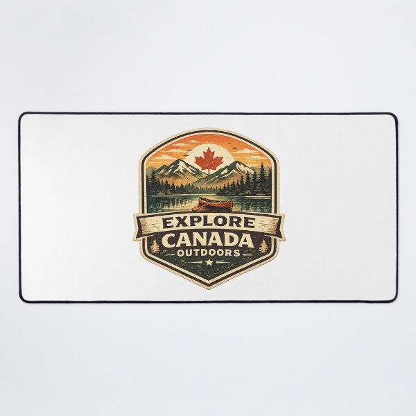 Item preview, Explore Canada Outdoors Vintage Badge – Canoe Lake Mountain Retro Travel Design designed and sold by Globalcitytees.