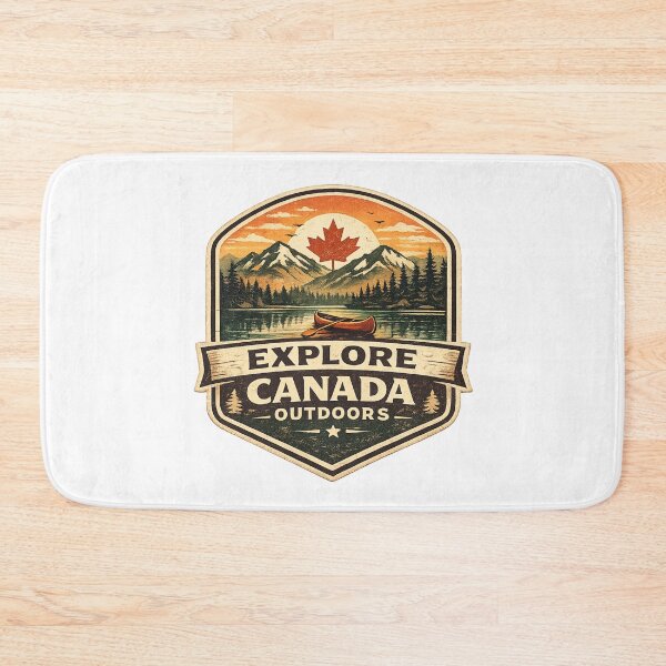 Item preview, Explore Canada Outdoors Vintage Badge – Canoe Lake Mountain Retro Travel Design designed and sold by Globalcitytees.