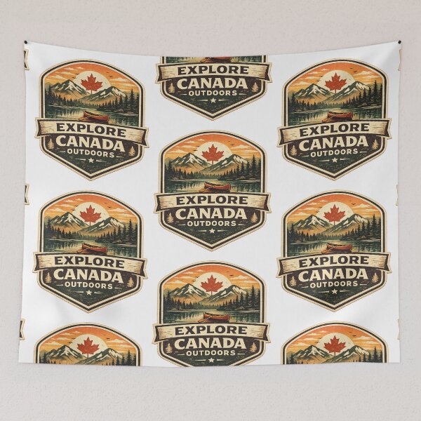 Item preview, Explore Canada Outdoors Vintage Badge – Canoe Lake Mountain Retro Travel Design designed and sold by Globalcitytees.