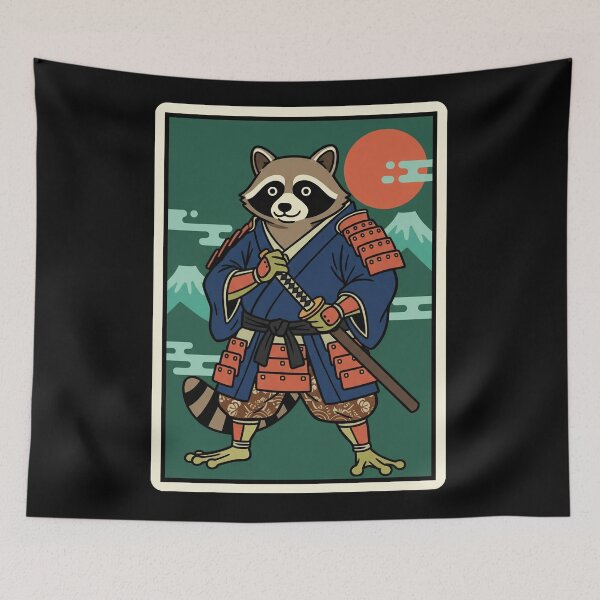 Item preview, Samurai Raccoon Japanese Style Warrior Animal  designed and sold by JordynLadukeg65.