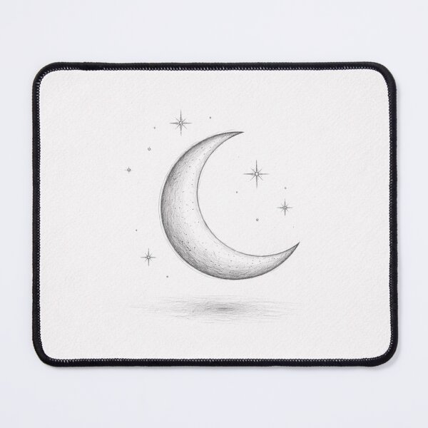 Item preview, Minimalist Crescent Moon Charcoal Drawing – Celestial Night Sky Illustration designed and sold by DrizzyV.