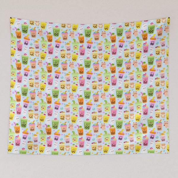 Item preview, Bubble Tea Skyland Seamless Pattern  designed and sold by KJackArtwork.