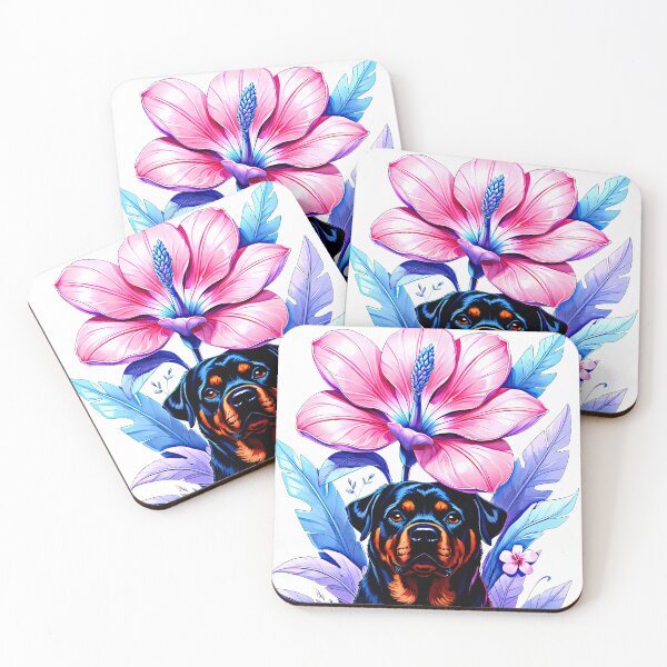 Item preview, Majestic Rottweiler with Blooming Floral Aura | Vibrant Botanical Dog Art designed and sold by meesub.