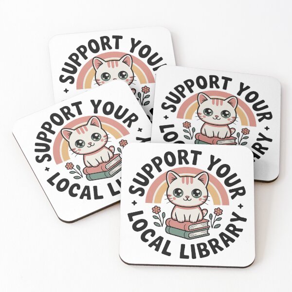 Item preview, Support Your Local Library, Retro Vintage Kawaii Style designed and sold by graphic-genie.