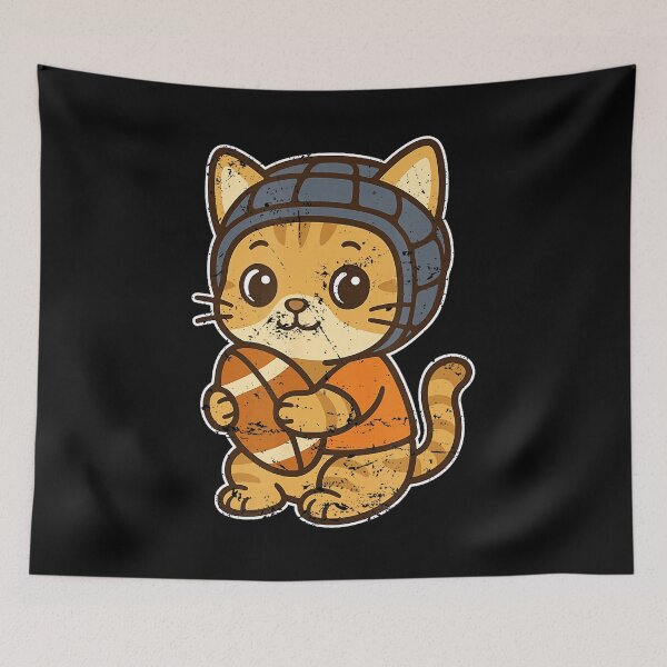 Item preview, Rugby Cat Cute Cartoon Kitten Wearing Scrum Cap designed and sold by GabrieSketcham.
