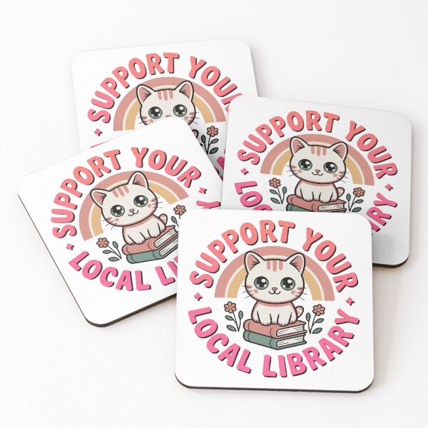 Item preview, Support Your Local Library, Retro Vintage Kawaii Style designed and sold by graphic-genie.