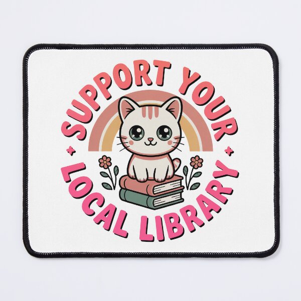 Item preview, Support Your Local Library, Retro Vintage Kawaii Style designed and sold by graphic-genie.
