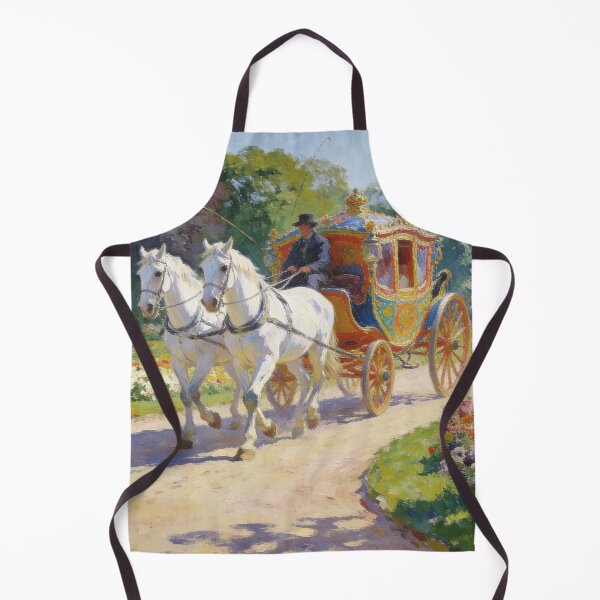 Item preview, Elegant Horse Carriage in Blooming Park, Impressionist Landscape Wall Art Print designed and sold by BlareBlare.