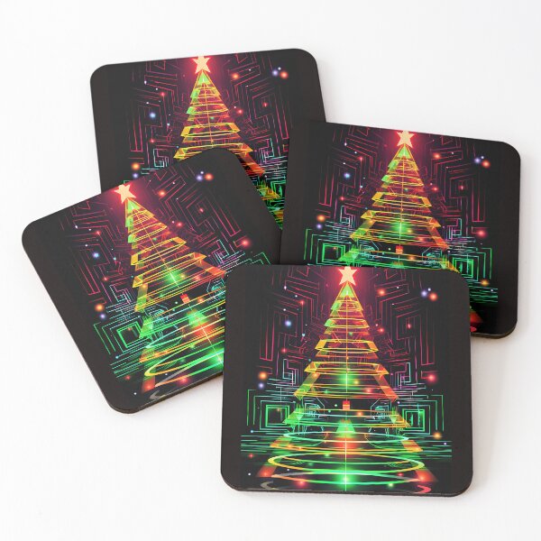 Item preview, A Neon Christmas Tree On The Black Background designed and sold by FlirtyDigital.