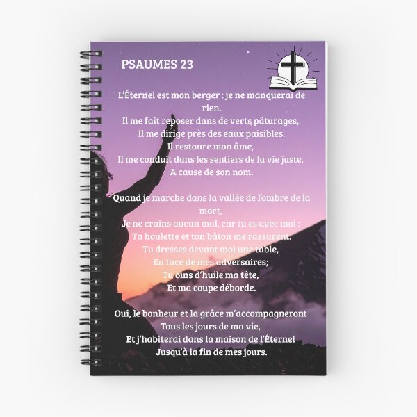 Item preview, Psalm 23 (French) – Inspiring Bible Verse with Cross and Spiritual Landscape designed and sold by byafrilaence.
