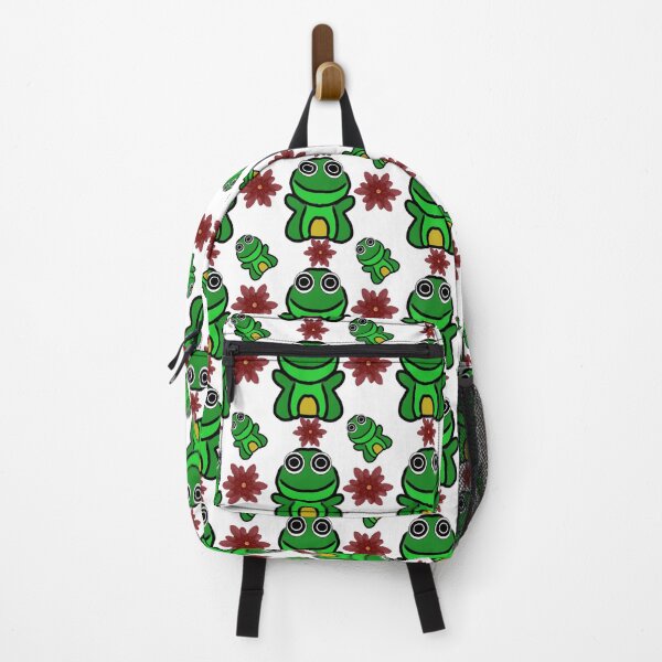 Item preview, Happy Froggy Garden: Cute Green Frog & Red Flower Pattern designed and sold by HopeAndHustle.