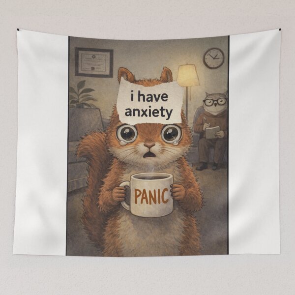 Item preview, I Have Anxiety Cute Cat Panic Humor Mental Health Relatable designed and sold by Places On Earth.