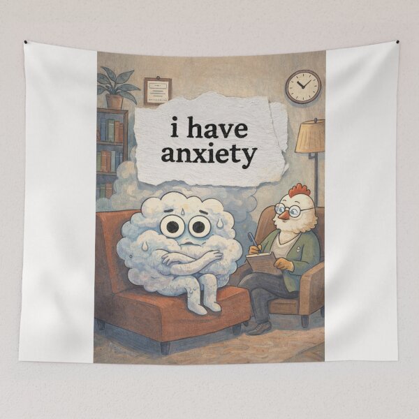 Item preview, I Have Anxiety Cloud Character Therapy Mental Health Cute Humor designed and sold by Places On Earth.
