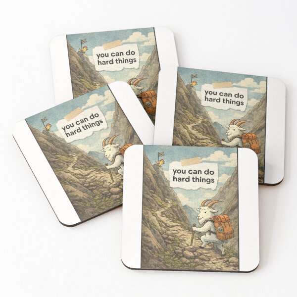Item preview, You Can Do Hard Things Funny Goat Hiking Motivation Nature designed and sold by Places On Earth.