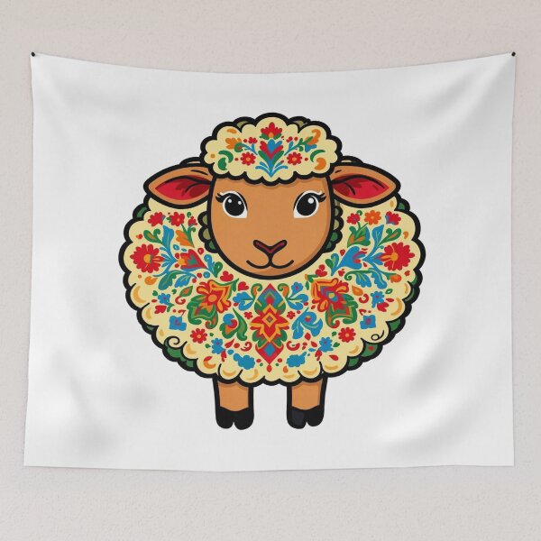 Item preview, Polish Folk Sheep Colorful Floral Art designed and sold by myforestfog.
