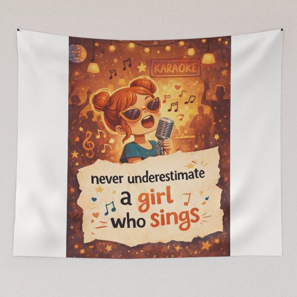 Item preview, Never Underestimate a Girl Who Sings Karaoke Fun Music Night designed and sold by Places On Earth.