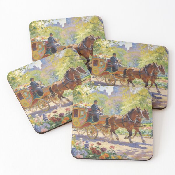 Item preview, Serene Carriage in the Park, Soft Impressionism Wall Decor designed and sold by BlareBlare.