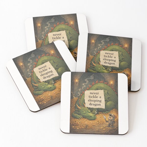 Item preview, Never Tickle a Sleeping Dragon Funny Fantasy Knight Humor designed and sold by Places On Earth.