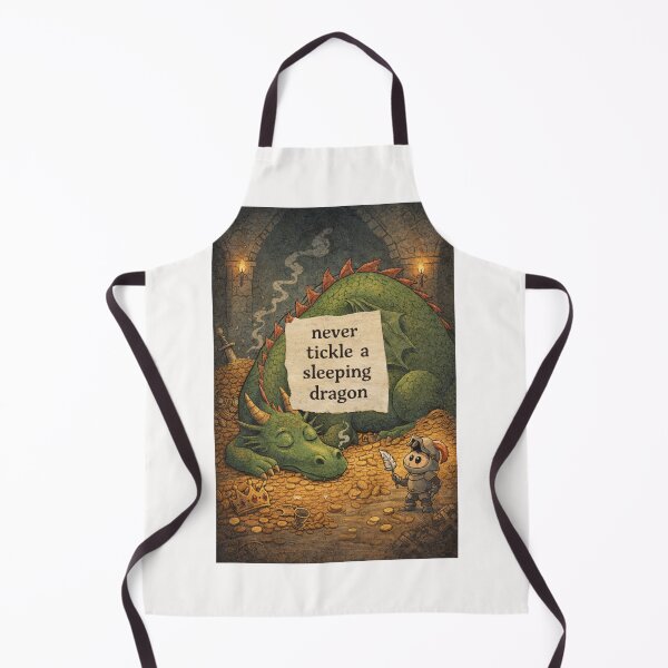 Item preview, Never Tickle a Sleeping Dragon Funny Fantasy Knight Humor designed and sold by Places On Earth.