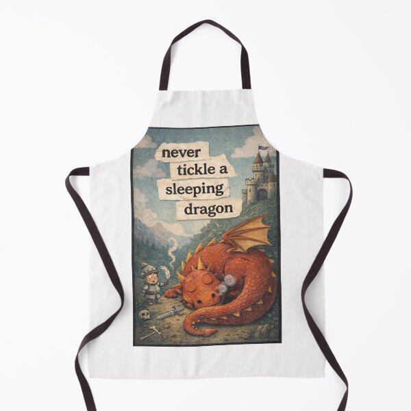 Item preview, Never Tickle a Sleeping Dragon Fantasy Castle Knight Humor designed and sold by Places On Earth.