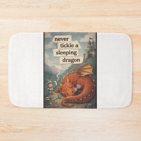 Item preview, Never Tickle a Sleeping Dragon Fantasy Castle Knight Humor designed and sold by Places On Earth.