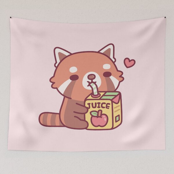 Item preview, Cute Red Panda Loves Apple Juice designed and sold by rustydoodle.