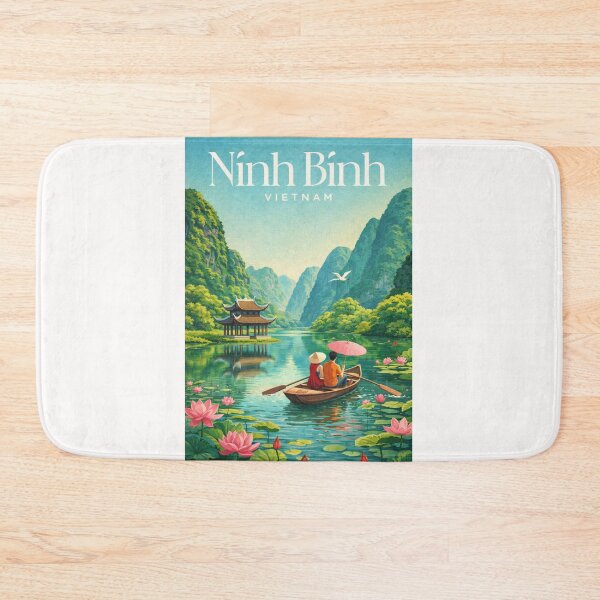 Item preview, Ninh Binh Vietnam Trang An Lotus River Boat Scenic Landscape designed and sold by Places On Earth.