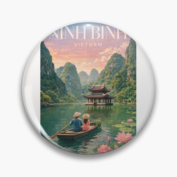 Item preview, Ninh Binh Vietnam Sunset River Pagoda Lotus Scenic Landscape designed and sold by Places On Earth.