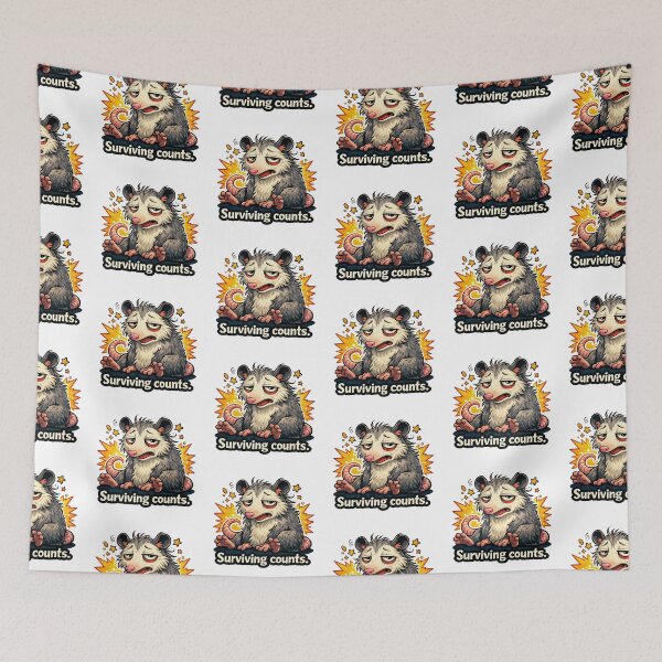 Item preview, Surviving Counts Opossum Meme Sticker designed and sold by MonkiFlipp.