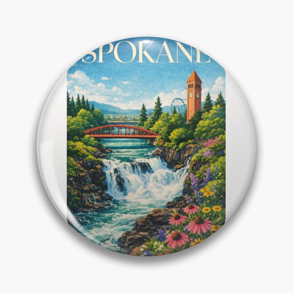 Item preview, Spokane Washington Riverfront Park Falls Clock Tower Bridge designed and sold by Places On Earth.