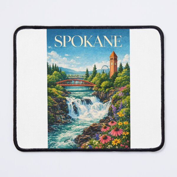 Item preview, Spokane Washington Riverfront Park Falls Clock Tower Bridge designed and sold by Places On Earth.