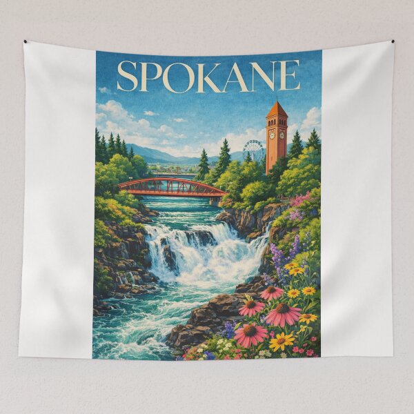 Item preview, Spokane Washington Riverfront Park Falls Clock Tower Bridge designed and sold by Places On Earth.