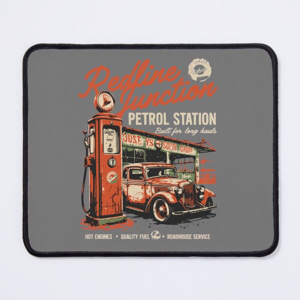 Item preview, vintage gas station - retro car - hot rod design - antique gas pump - old west style - distressed graphic - vintage hot rod - retro garage - roadside service station designed and sold by JansenGS.