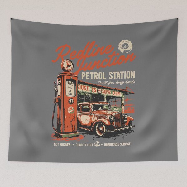 Item preview, vintage gas station - retro car - hot rod design - antique gas pump - old west style - distressed graphic - vintage hot rod - retro garage - roadside service station designed and sold by JansenGS.