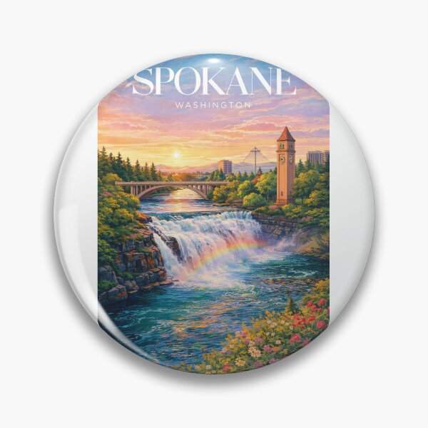 Item preview, Spokane Washington Sunset Rainbow Spokane Falls Riverfront designed and sold by Aryabek.