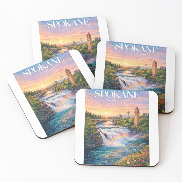 Item preview, Spokane Washington Sunset Rainbow Spokane Falls Riverfront designed and sold by Aryabek.