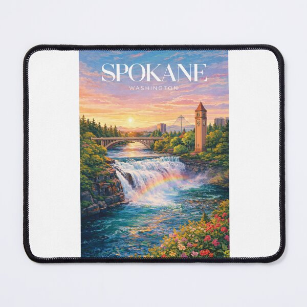Item preview, Spokane Washington Sunset Rainbow Spokane Falls Riverfront designed and sold by Aryabek.