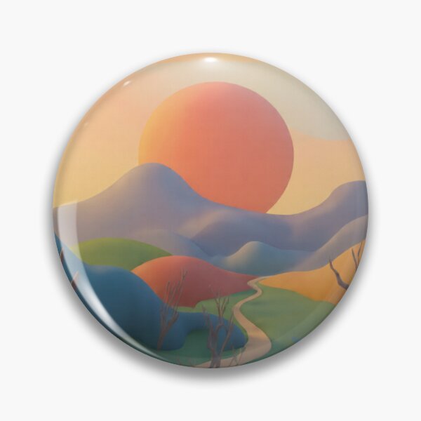Item preview, Surreal Dreamscape: Winding Path in a Colorful, Minimalist Landscape with Pink Sun designed and sold by BLUESKY11a.