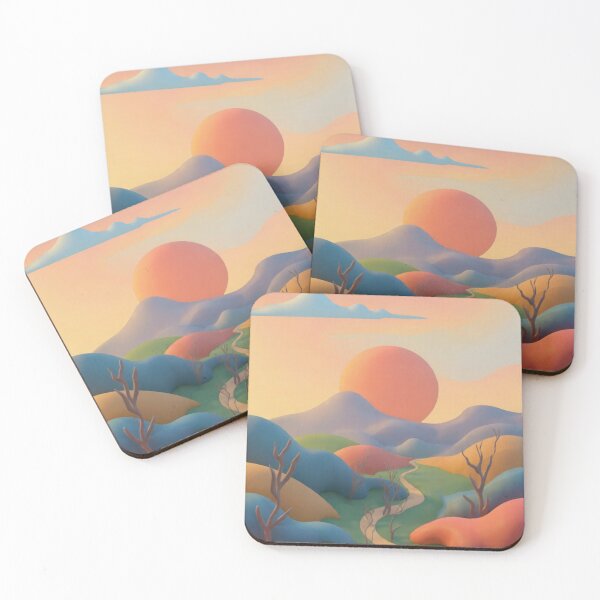 Item preview, Surreal Dreamscape: Winding Path in a Colorful, Minimalist Landscape with Pink Sun designed and sold by BLUESKY11a.