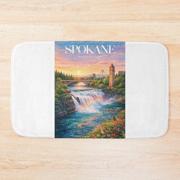 Item preview, Spokane Washington Sunset Rainbow Spokane Falls Riverfront designed and sold by Aryabek.
