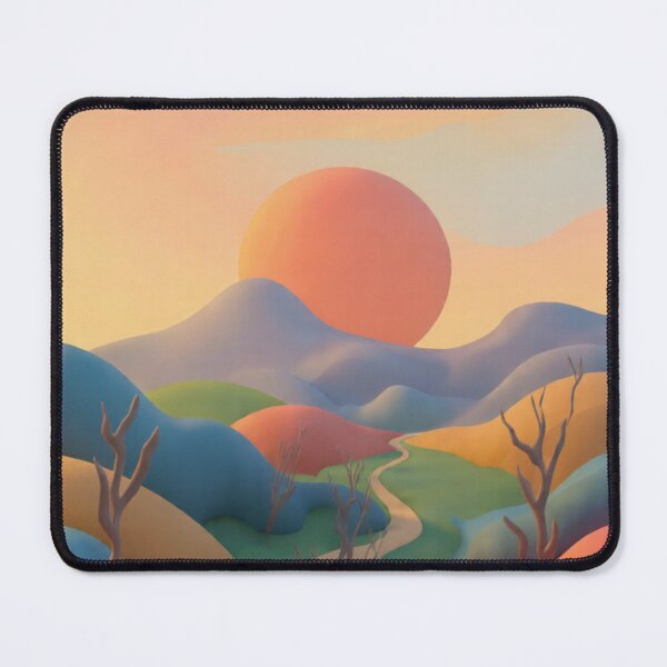 Item preview, Surreal Dreamscape: Winding Path in a Colorful, Minimalist Landscape with Pink Sun designed and sold by BLUESKY11a.