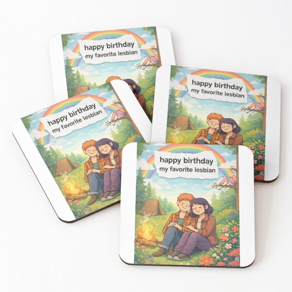 Item preview, Happy Birthday My Favorite Lesbian Cute Camping Pride Scene designed and sold by Aryabek.