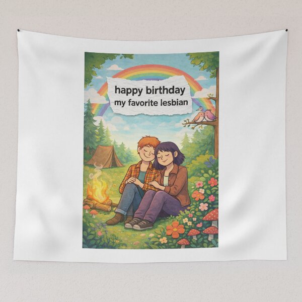 Item preview, Happy Birthday My Favorite Lesbian Cute Camping Pride Scene designed and sold by Aryabek.