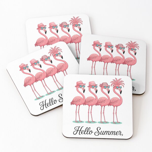 Item preview, Hello Summer Flamingo Cute Beach Summer, Tropical Animal Summer Vacation Sea Sun Summer designed and sold by FaithAbbott.