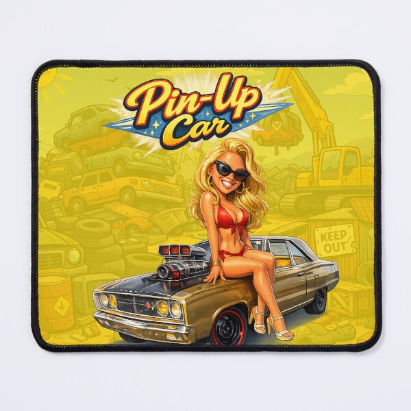 Item preview, blonde pin-up in a Red bikini sitting in a Hot Rod Car designed and sold by Arte Cartoon From TagTeam Group.